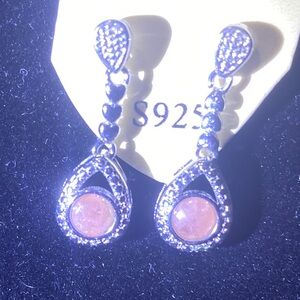 925 Peach Moonstone Teardrop Earrings